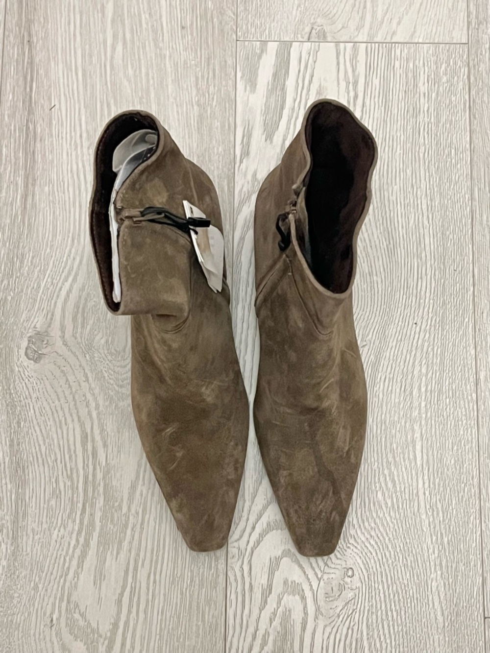ZARA Suede Split- Leather Taupe Ankle Boots - 9 (40) NWT - Picture 11 of 14